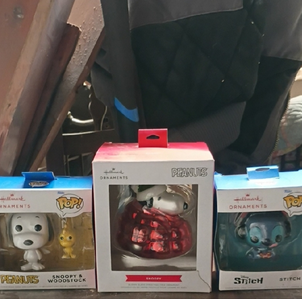 Hallmark Peanuts and Stitch Holiday Ornaments - Red, Blue, White